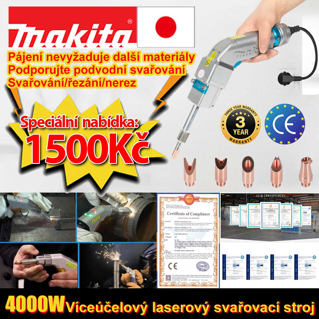 4000W multifunkční laserový svařovací hořák (pro svařování zlata/stříbra/mědi/železa/hliníku/nerezové oceli), dokáže svařovat materiály o tloušťce 0-7 mm (svařování/řezání dva v jednom)